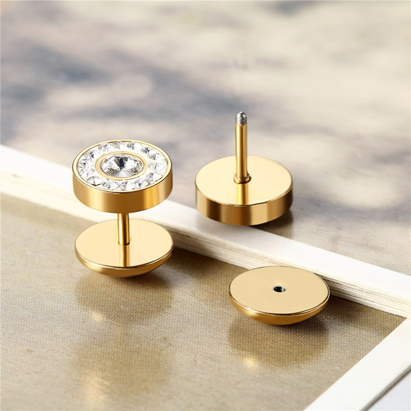 14k Gold Silver Over Stainless Steel Screw Back Bling Bling Earrings