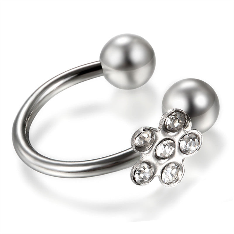 Ladies Horseshoe No Fade Barbell Sunflower Stone Nose Rings