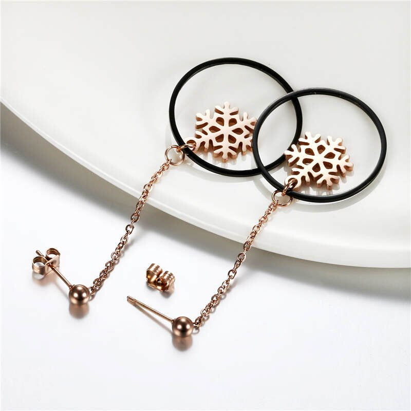 Tassel No Fade Stainless Steel Snowflake Street Casual Earrings