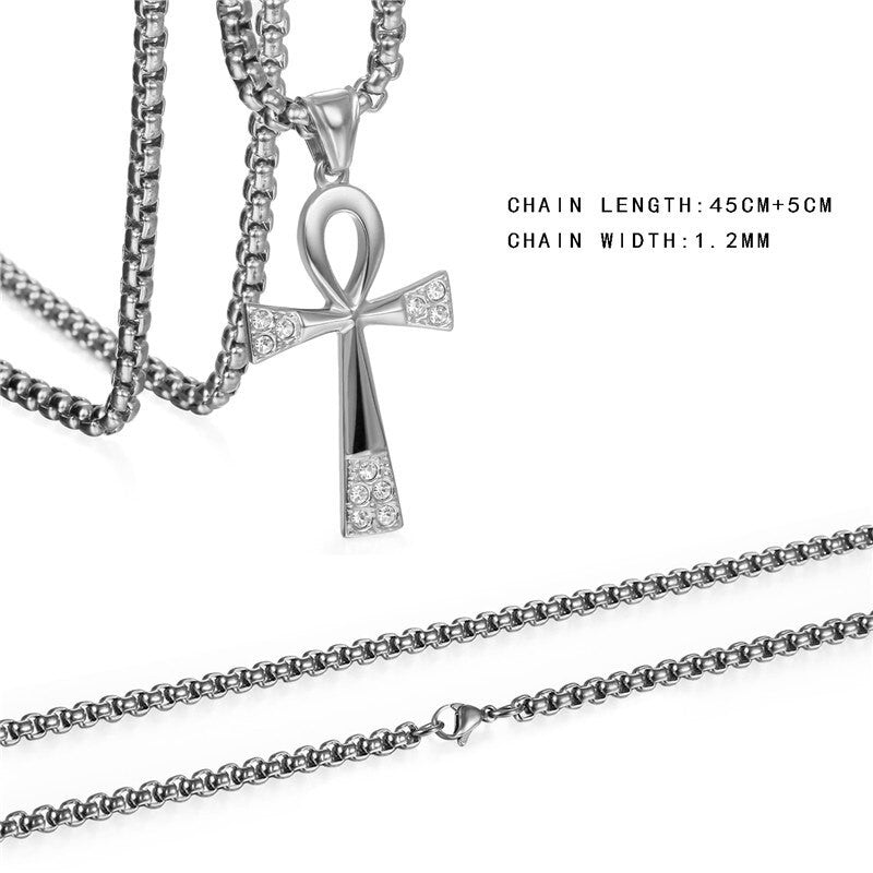 Stainless Steel Key Of Life Ancient African Ankh Cross Pendant