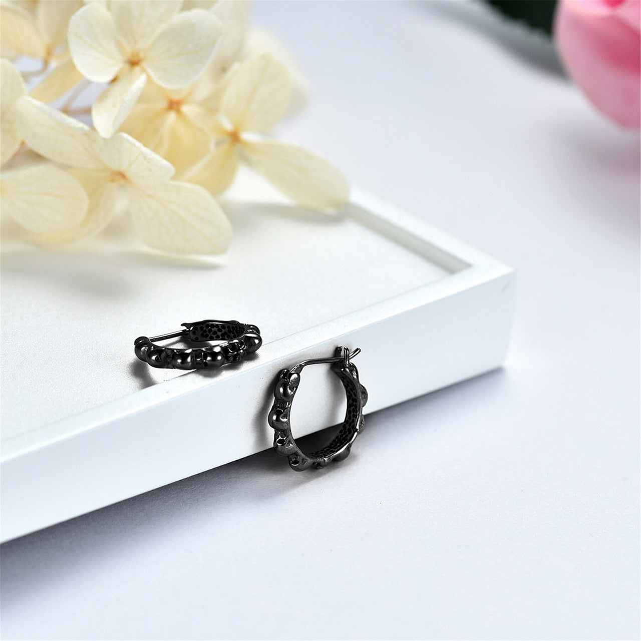 Mens No Fade Stainless Steel Skull Hoop Hip Hop Street Wear Earrings