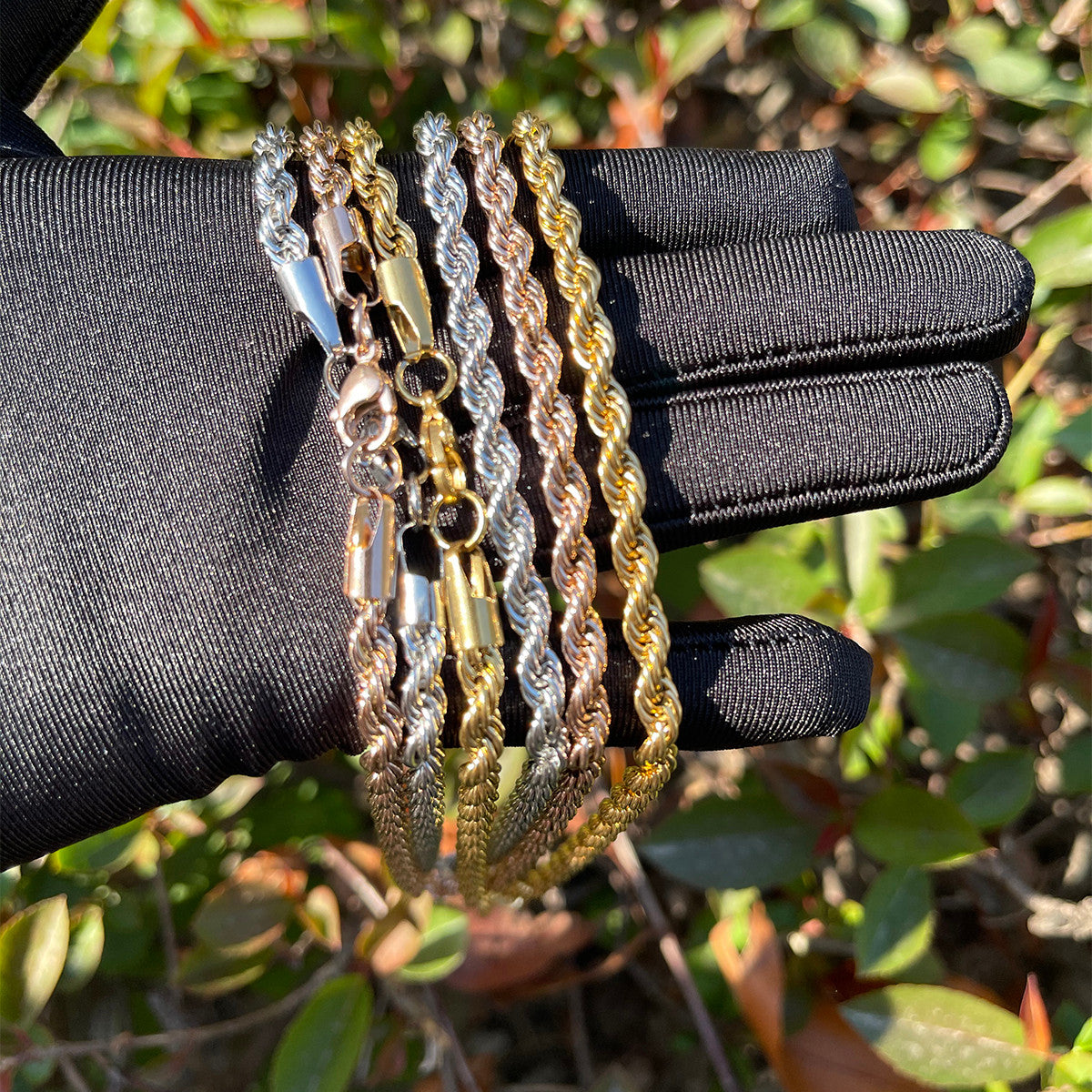 Mens 5mm Classic No Fade Stainless Steel Hip Hop Rope Chain Necklace