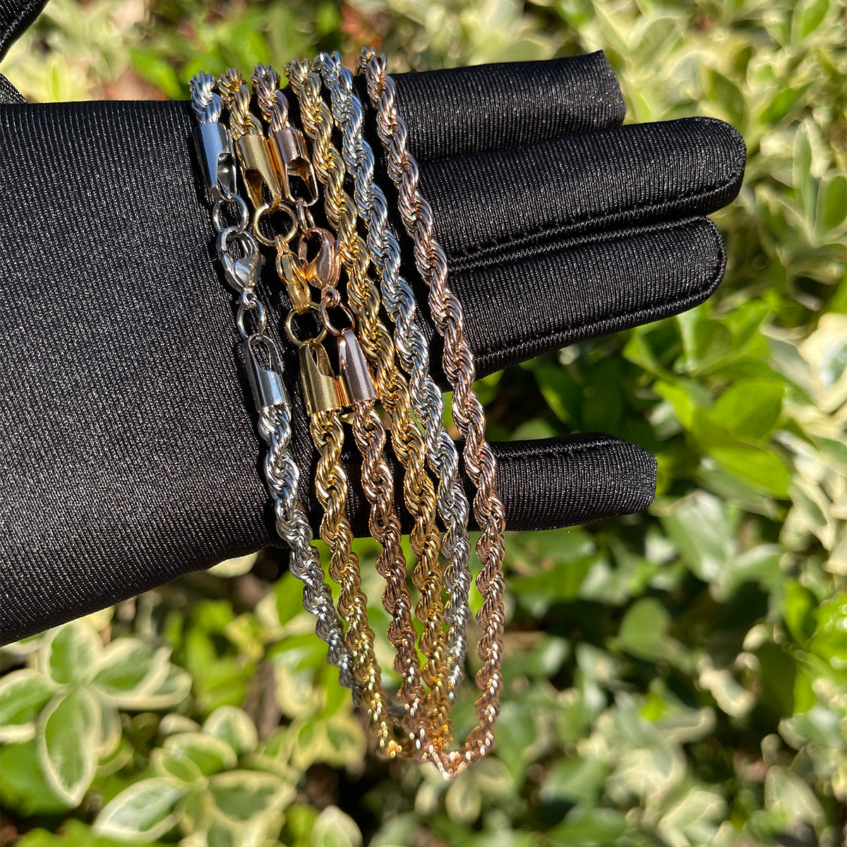 Mens 5mm Classic No Fade Stainless Steel Hip Hop Rope Chain Necklace