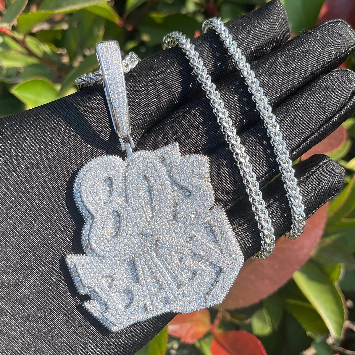 80's Baby | VVS Diamond CZ Hip Hop Name Plate 4 Prong Set Stone Iced Pendant