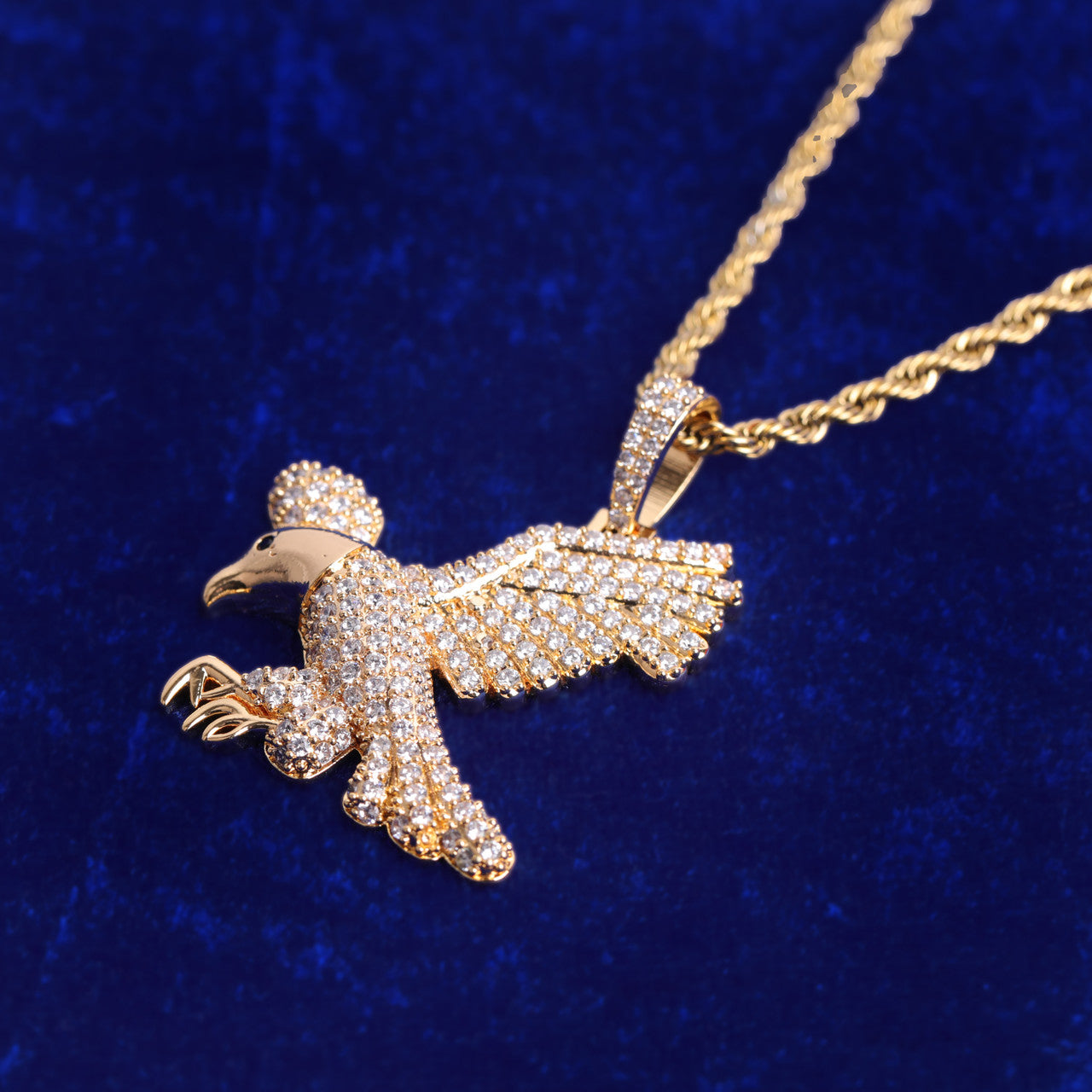 Crowned Majesty | Gold Silver Rose Soaring Eagle VVS Diamond CZ Hip Hop Pendant