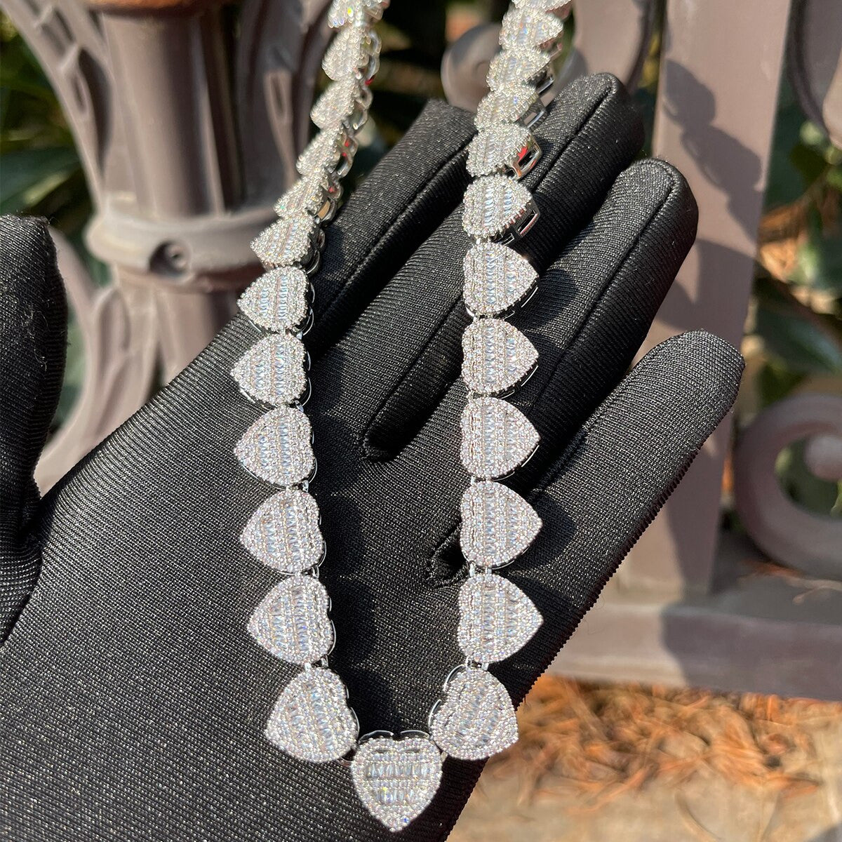 IceCold Heart | Ladies Crushed Ice 24k Silver Rose Gold Tennis Chain Necklaces