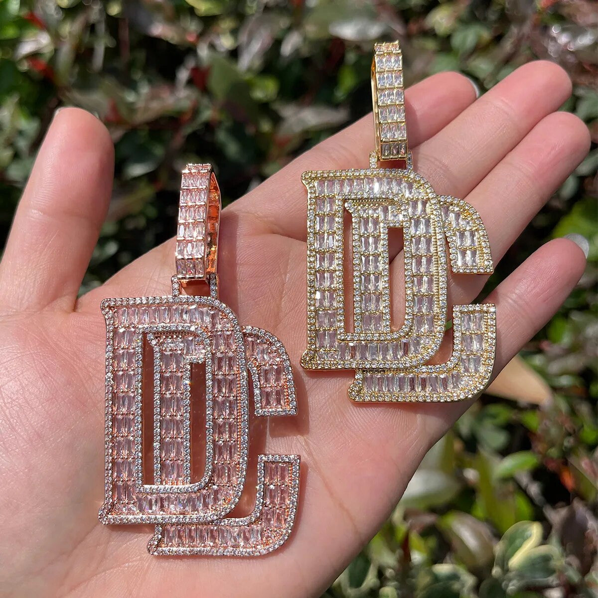Mens Iced Baguette Blinged Out Dream Chasers 5A Hip Hop Pendant Chain