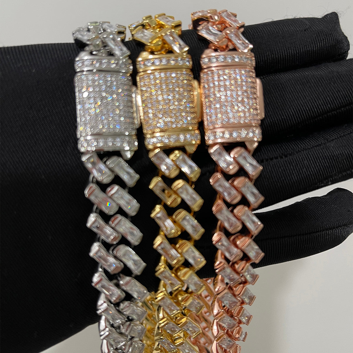 Arctic Cuban | Ice Cold All Baguette Gold Silver Rose Prong Set Hip Hop Chain