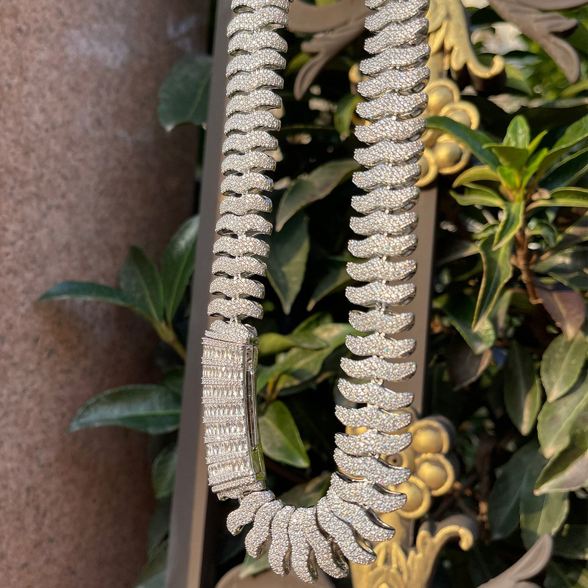 The Centipede | Mens Flooded Ice 24k Gold 925 Silver Cuban Link Hip Hop Chain Necklace