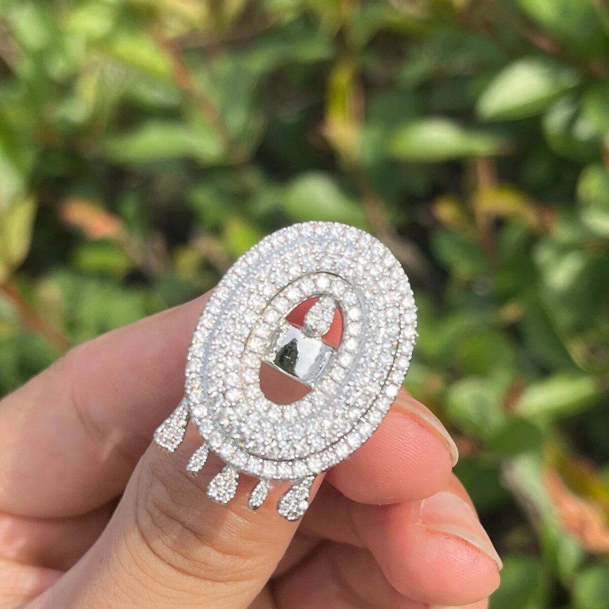 Dripped Ice | Custom Initial Letter Prong Set Stone Adjustable Rings