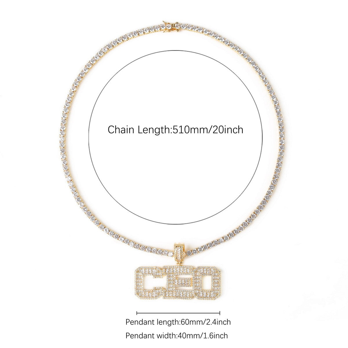 Mens Flooded Ice 24k Gold 925 Silver Baguette Hip Hop Custom Made Pendant Chain Necklace