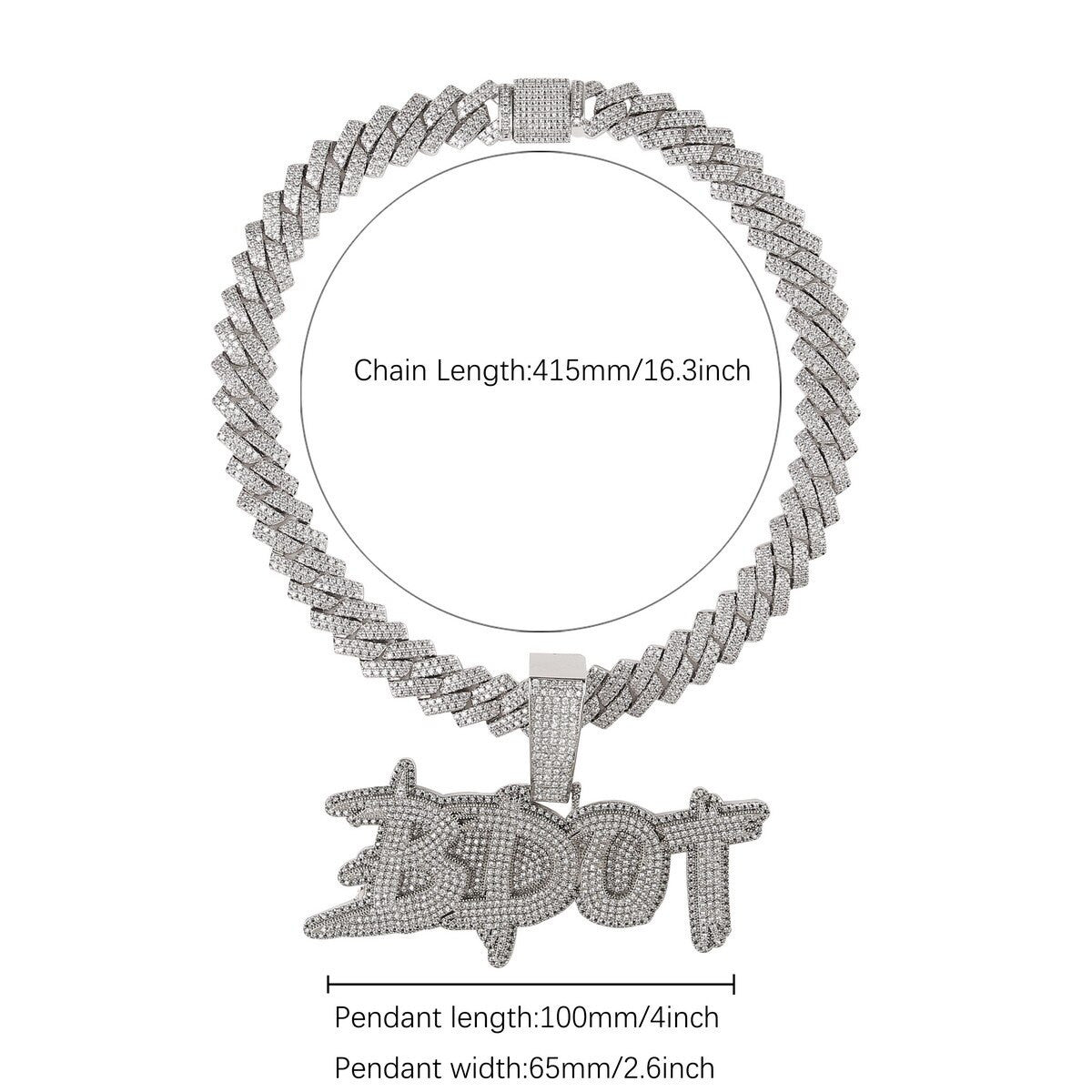 Iced Graffiti Personalized Custom Blinged Out Initial Letter Pendant Chain Necklace