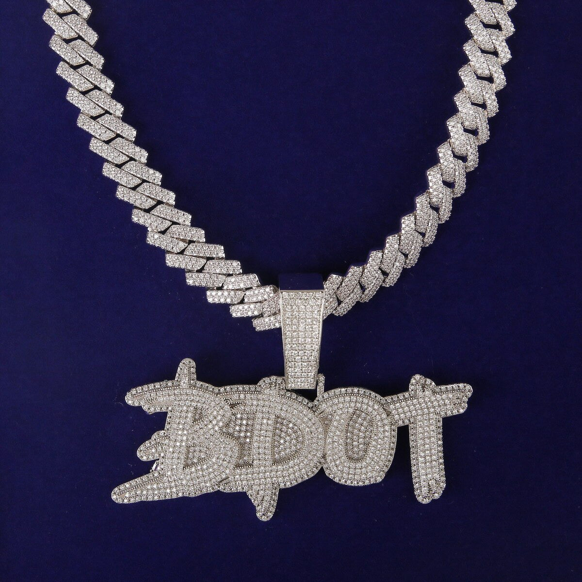Iced Graffiti Personalized Custom Blinged Out VVS Diamond CZ Initial Letter Hip Hop Pendant