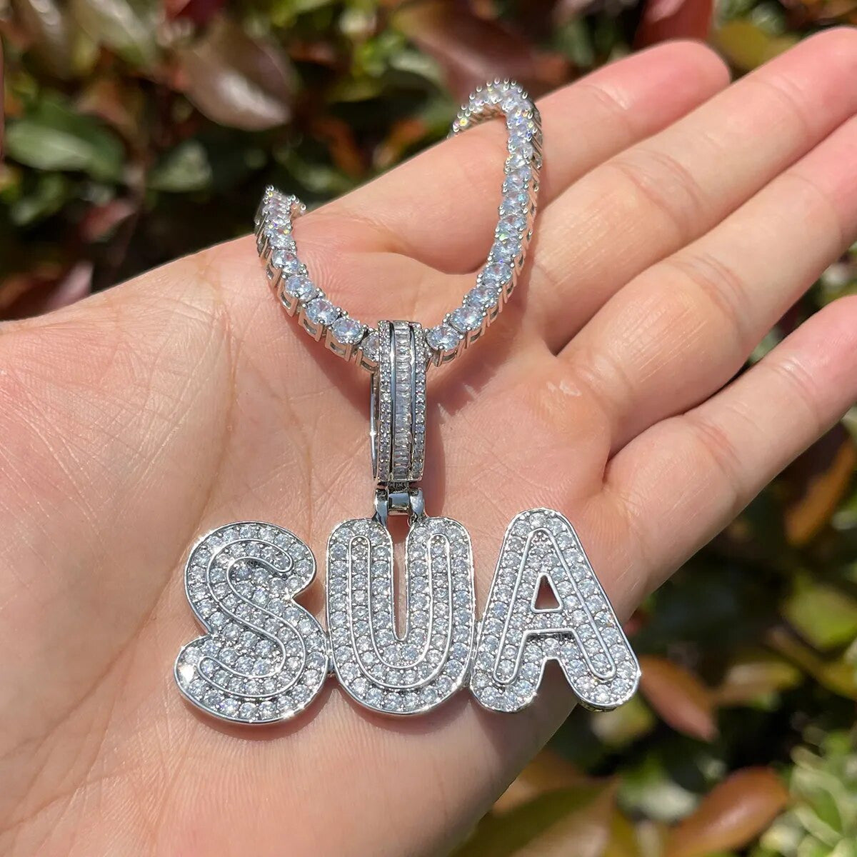 Retro Squad | Flooded Ice Graffiti Letter Hip Hop Custom Bling Chain Necklace