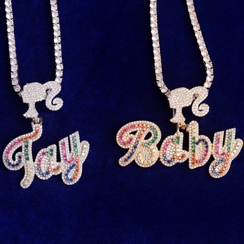 Colorful Stone Iced Custom Made Barbie Hip Hop Chain Necklace