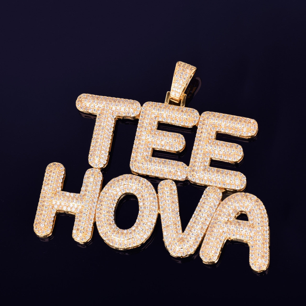 Flooded Ice Cluster Stone Custom Made Name Plate Hip Hop Chain