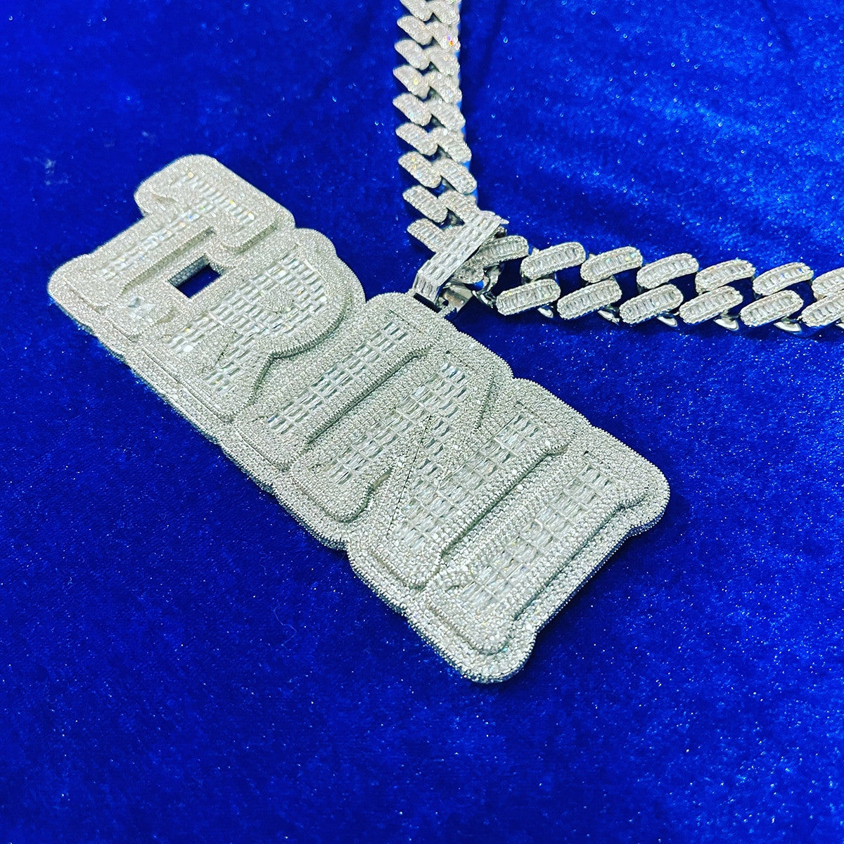 Boss Life | Custom Baguette Hip Hop 24k Yellow 14k White Gold Flooded Ice Name Plate Pendant
