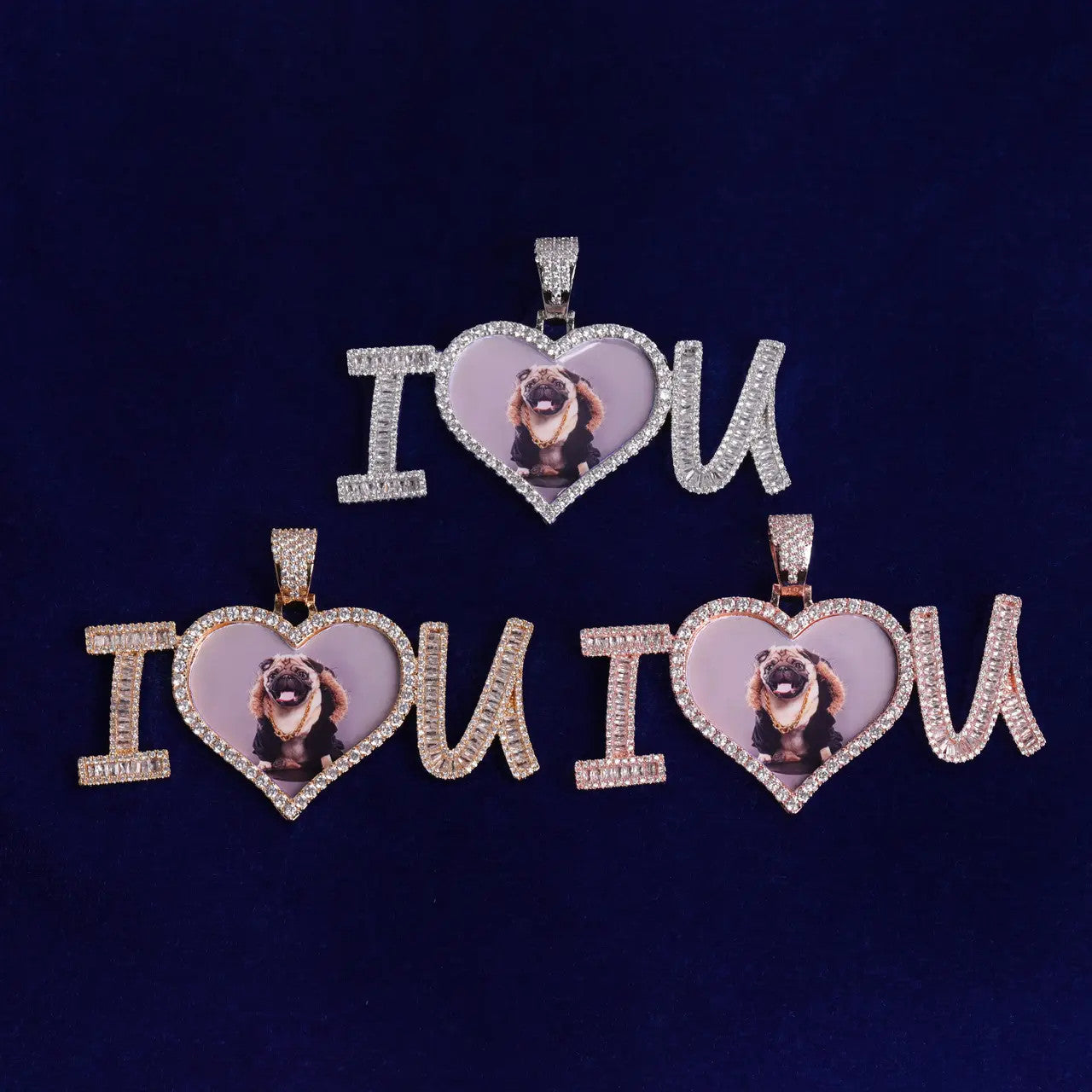 I Love You | Custom Heart Photo Picture Iced Blinged Out Memories Pendant