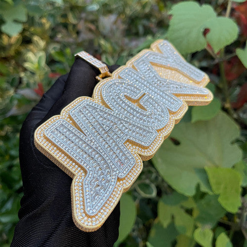 The Crazy Baguette | Water Stone Flooded Ice Name Plate Custom Hip Hop Pendant