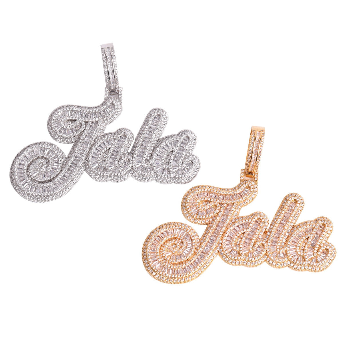 Iced Blinged Out Baguette Personalize Custom Initial Letter Hip Hop Chain Pendants