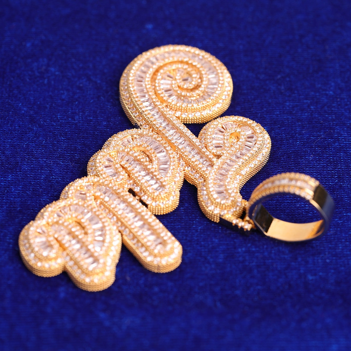 Iced Blinged Out Baguette Personalize Custom Initial Letter Hip Hop Chain Pendants