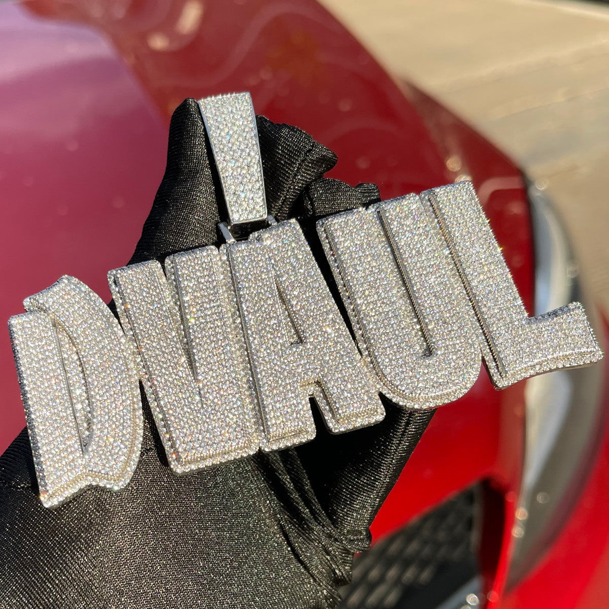 Flooded Ice Customized Name Plate Two Tone Hip Hop Personalized Bling Pendants