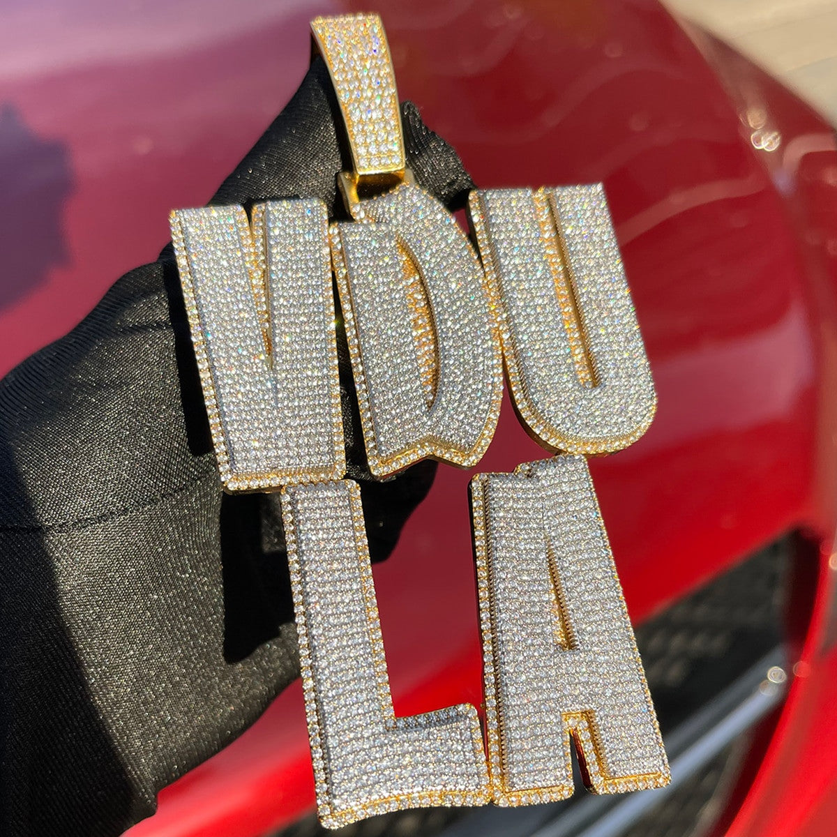 Flooded Ice Customized Name Plate Two Tone Hip Hop Personalized Bling Pendants