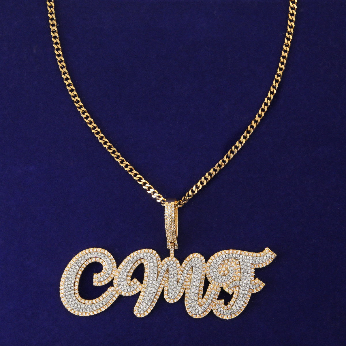 Designer Script | Personalized Gold Silver 4 Prong Set Nameplate Hip Hop Pendant