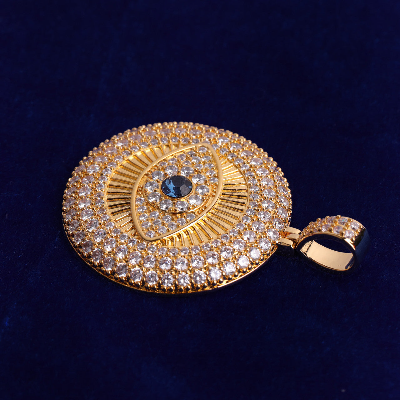 All Seeing Eye Flooded Ice 24k 925 Silver Rose Gold 5A Hip Hop Iced Pendant