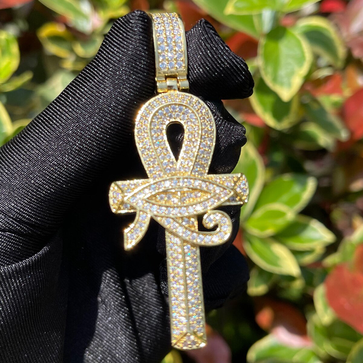 Eye Of Horus | 24k Gold 925 Silver VVS Diamond CZ Ankh Cross Hip Hop Pendant