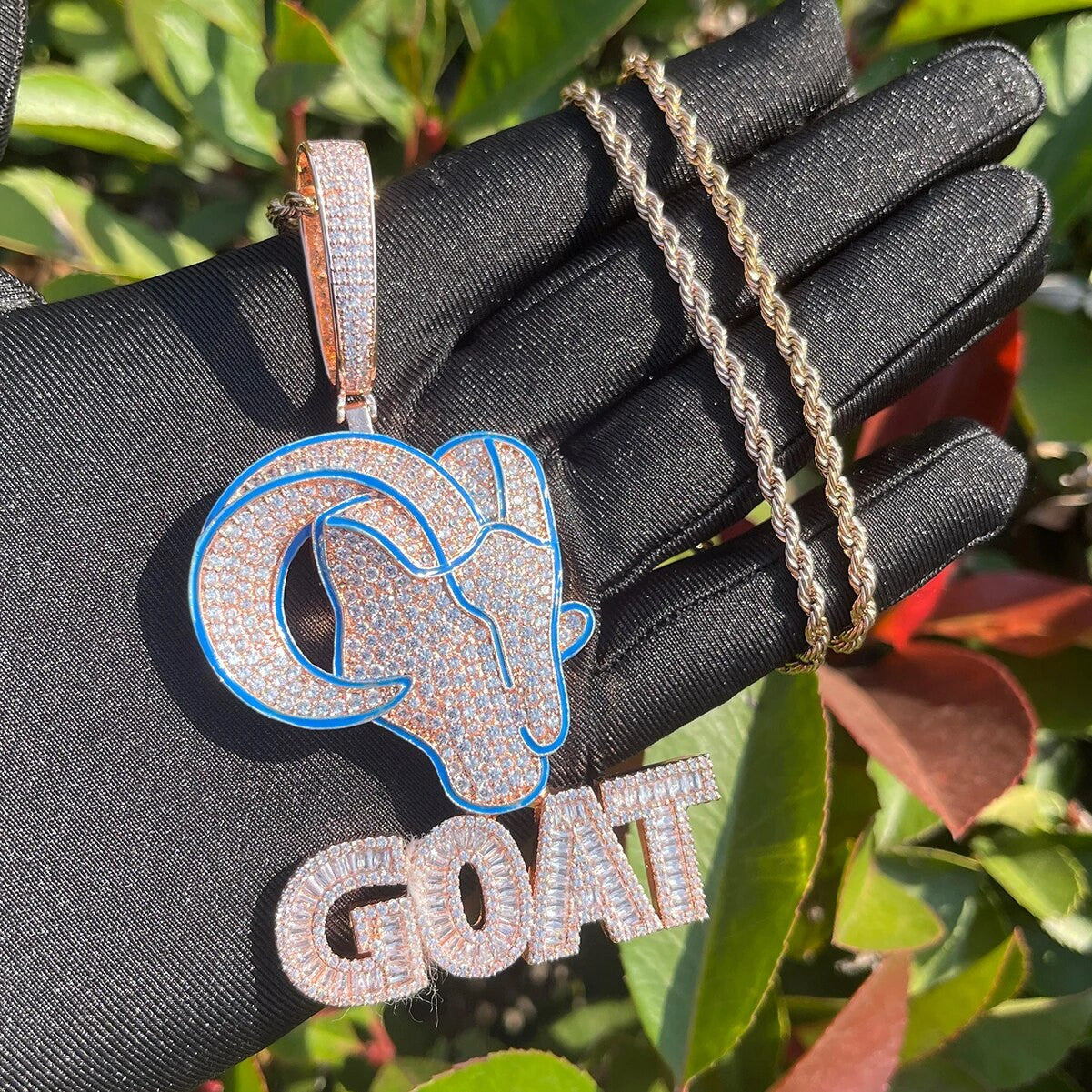 The Goat Greatest Of All Time Hip Hop Iced Blinged Out Luxury Prong Set Pendant