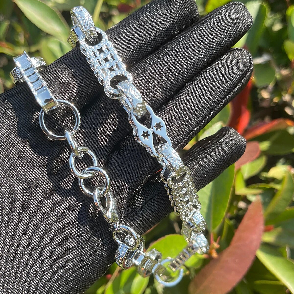 Mens Hip Hop Star Link 24k Gold 925 Silver Street Wear Chain Necklace