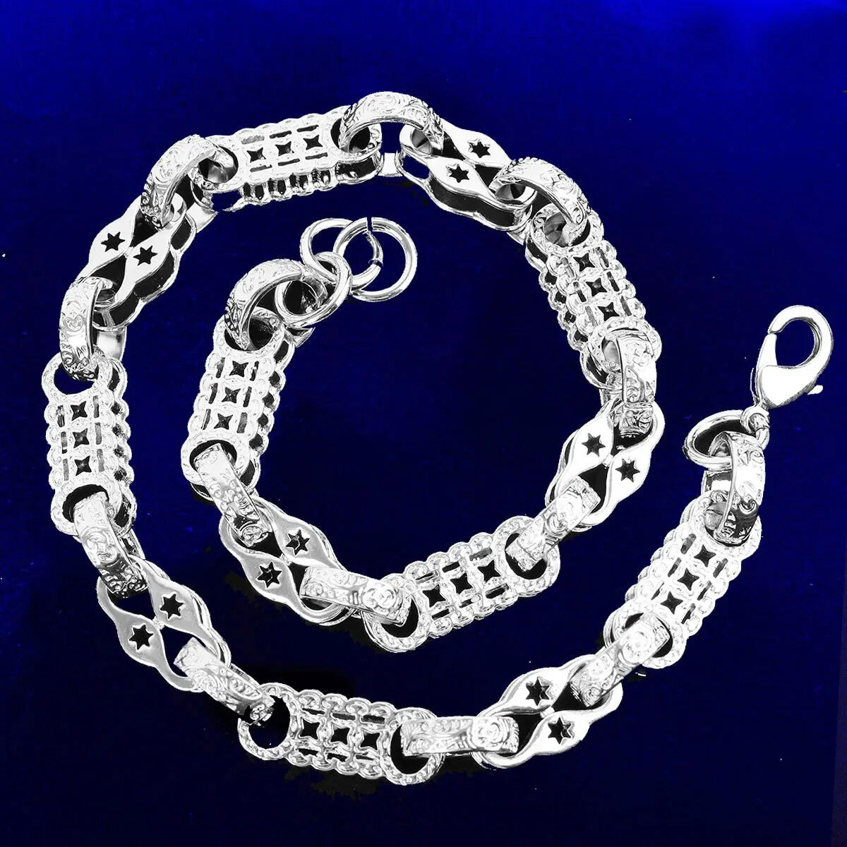 Mens Hip Hop Star Link 24k Gold 925 Silver Street Wear Chain Necklace