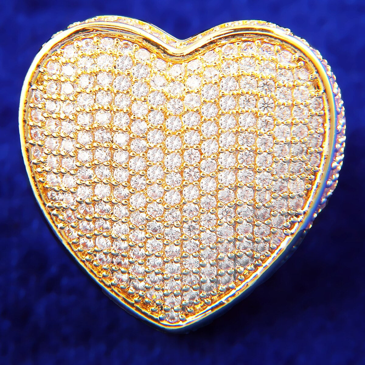 Flooded Ice 5A Micro Pave 24k .925 Silver Rose Gold Heart Rings