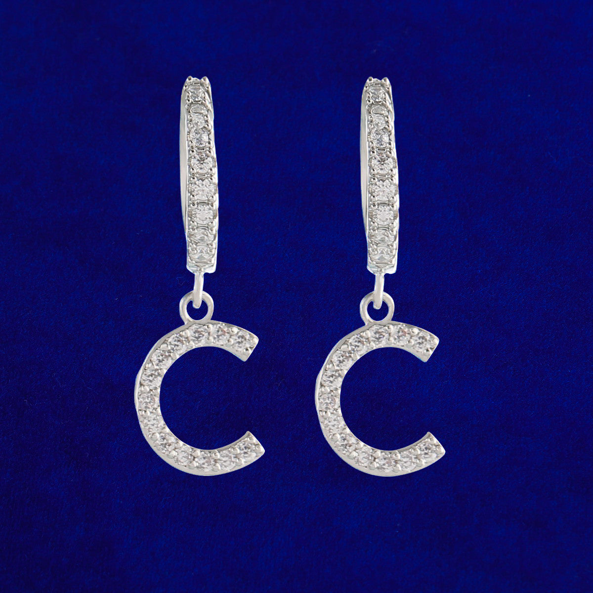 Iced Street Wear Fashion Initial Huggie Drop Bling Earrings