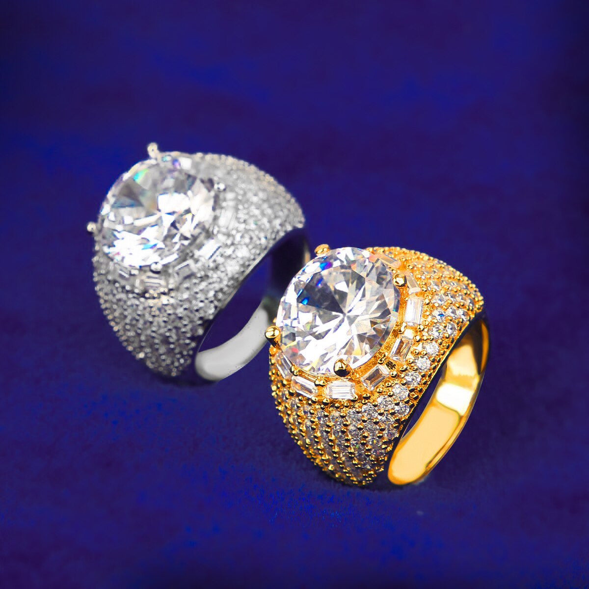 Mens Big Boy Centerstone Fully Iced Micro Pave Street Wear Bling Rings