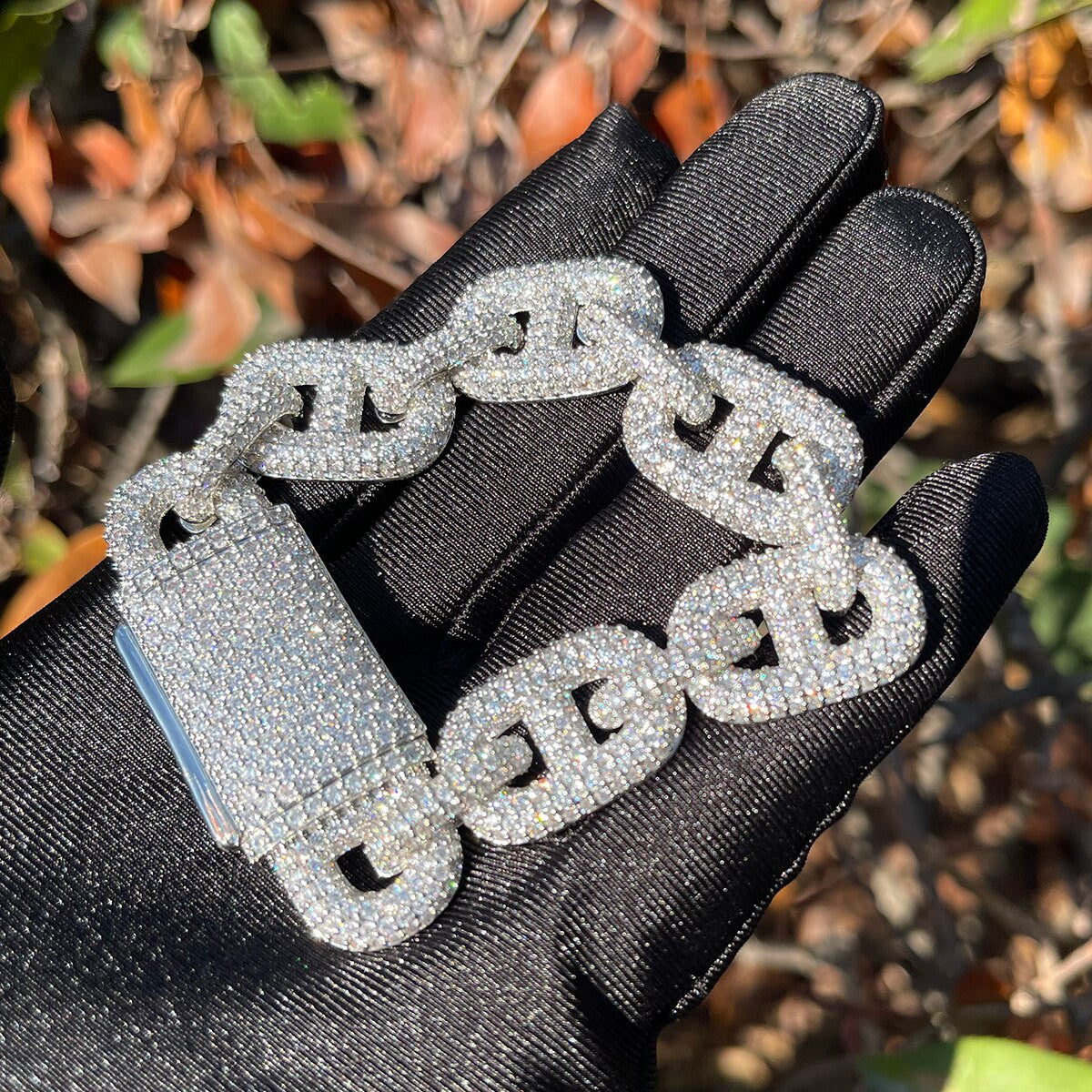 Pharaoh Link Flooded Ice Chain Link Hip Hop 24k 925 Silver Rose Gold Bracelets