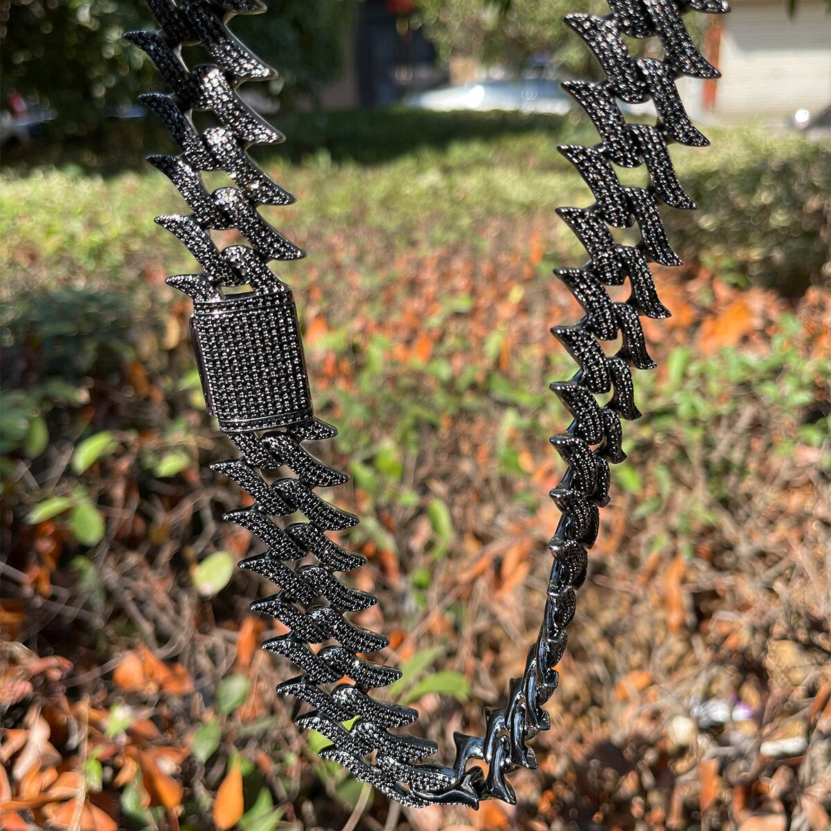 Mens Flooded Iced Fire Flame Boy Gunmetal Black Hip Hop Street Wear Chain Necklaces