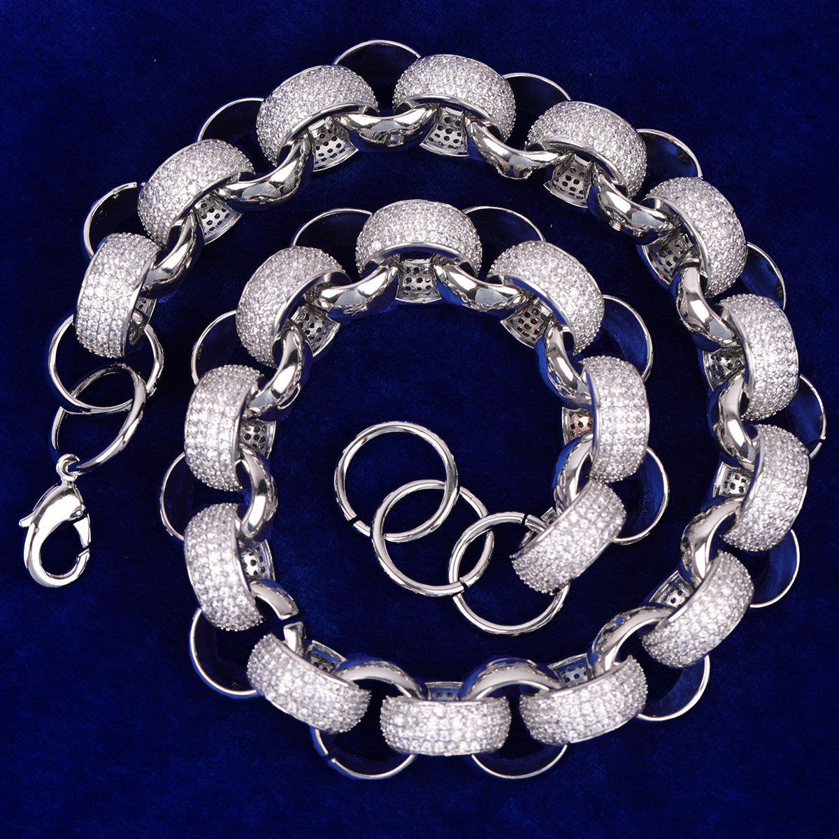 20mm Flooded Ice Star Studded Big Boy Rolo Link Hip Hop Chain Necklace