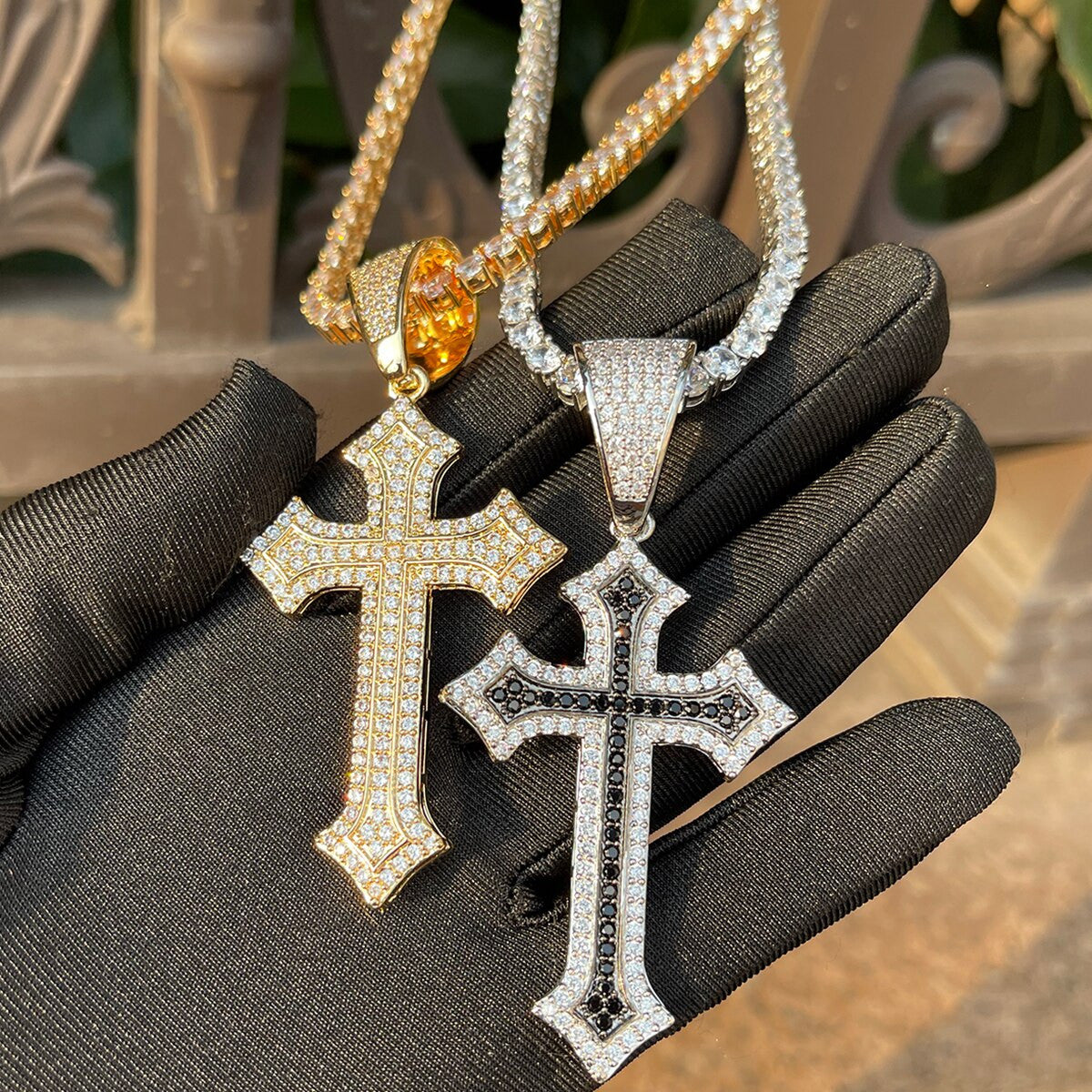 Mens Flooded Ice Ancient Arrow Cross Designer Hip Hop Chains Pendants