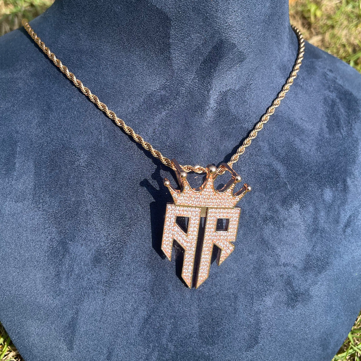 24k Gold 925 Silver Rose Gold Iced Double R Kings Crown Hip Hop Pendant