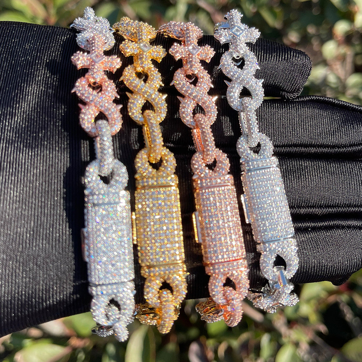 Infinity Spike | Beautiful 4 Prong Set 10mm Infinity VVS Diamond CZ Cross Bracelet