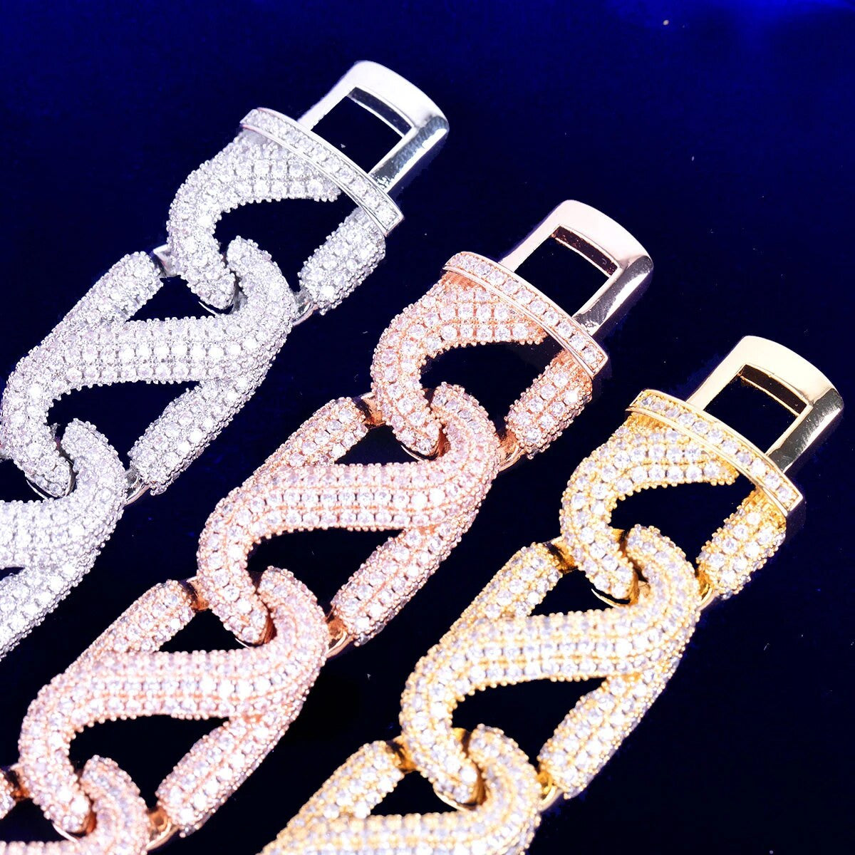 Infinity Lock | Prong Set VVS Diamond CZ 24k 925 Silver Rose Gold Street Wear Chain