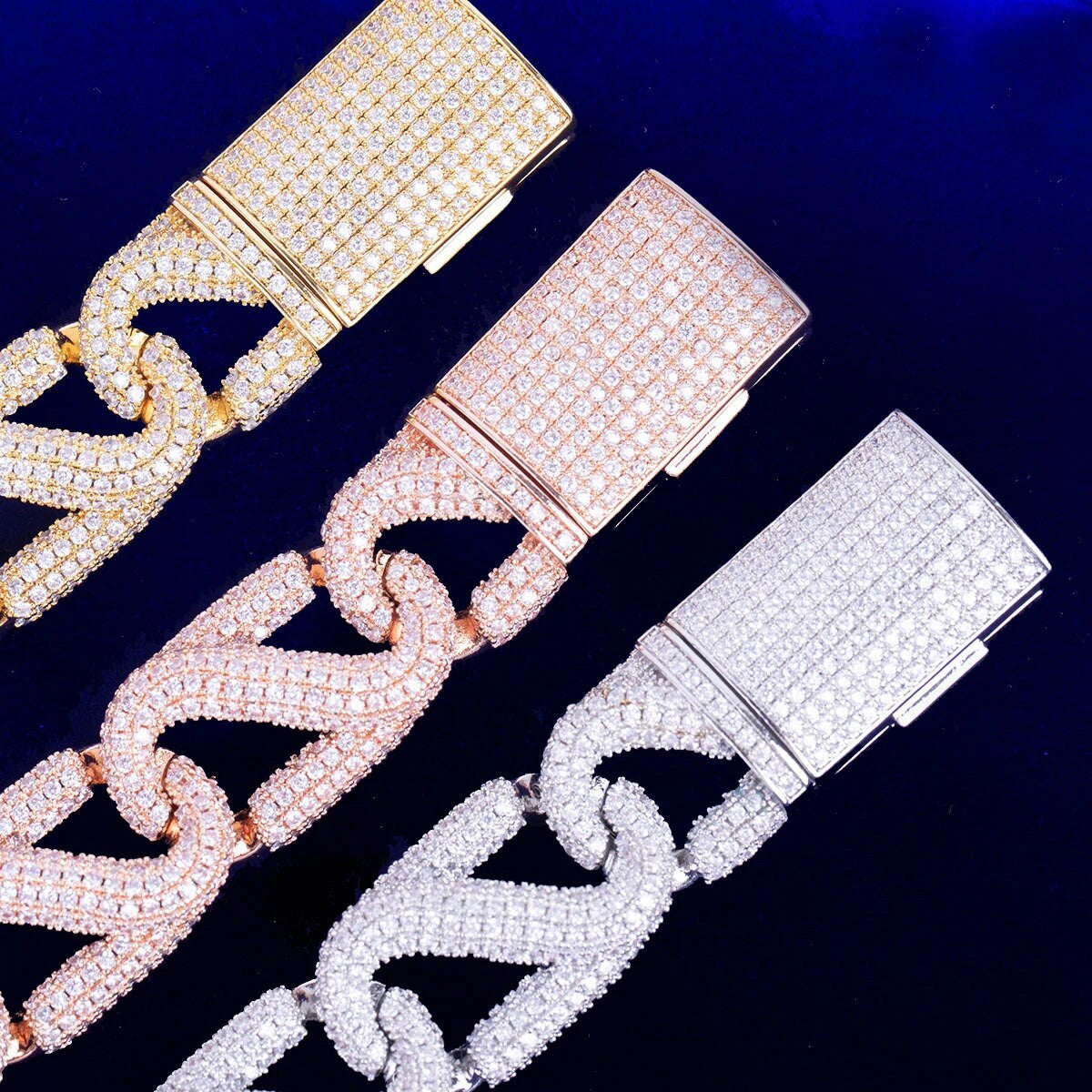 Infinity Lock | Prong Set VVS Diamond CZ 24k 925 Silver Rose Gold Street Wear Chain