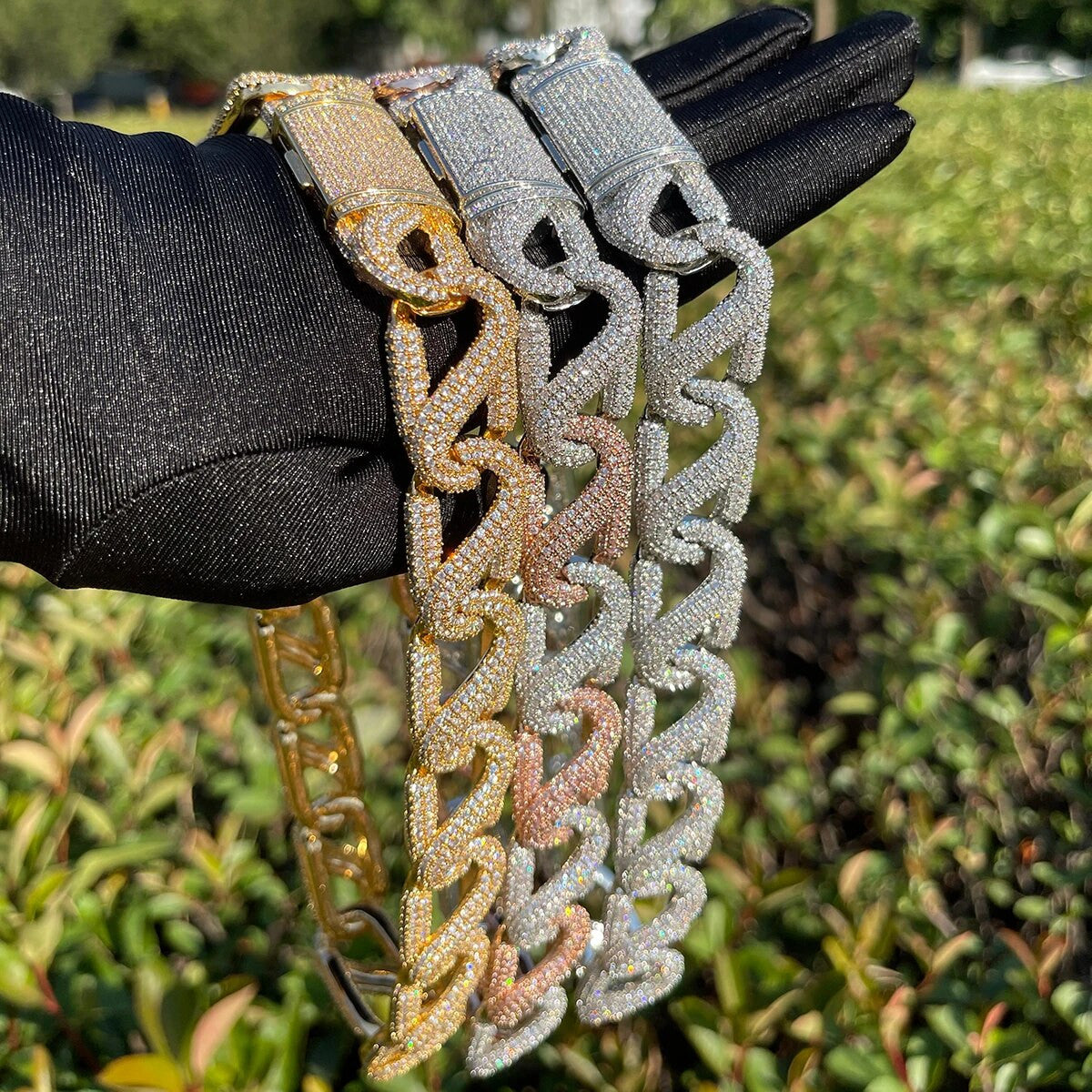 Infinity Lock | Prong Set VVS Diamond CZ 24k 925 Silver Rose Gold Street Wear Chain