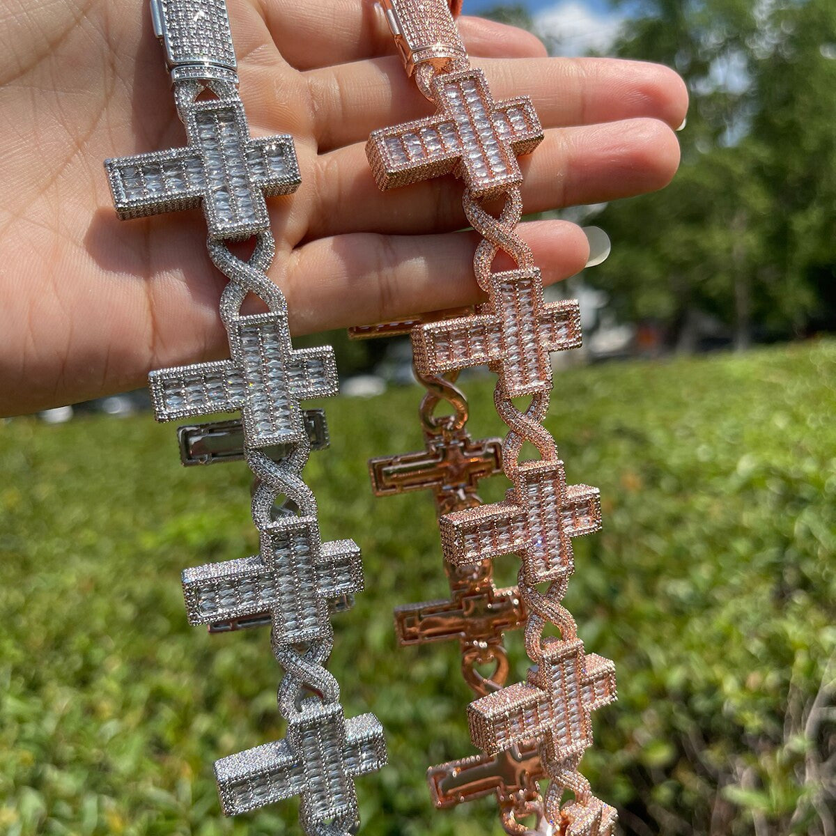 Iced Infinity | VVS Diamond Baguette Cross Link Hip Hop Chain Necklace