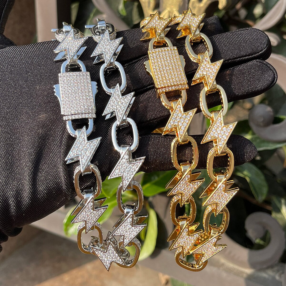 Lighting Storm | VVS Diamond CZ Lighting Strike Links Hip Hop Chain Necklaces