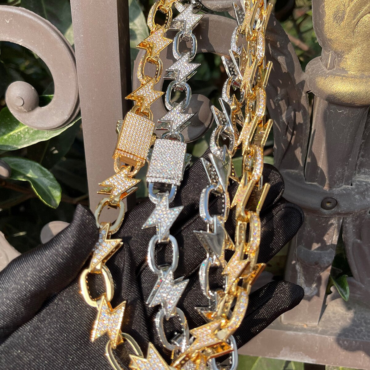 Lighting Storm | VVS Diamond CZ Lighting Strike Links Hip Hop Chain Necklaces