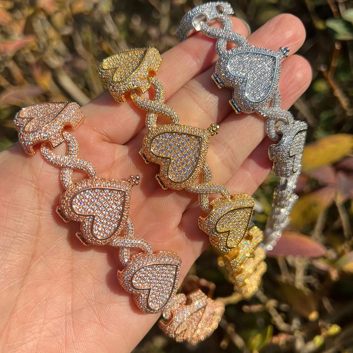 Infinity Love | Iced Prong Set Heart Infinite Link Necklace