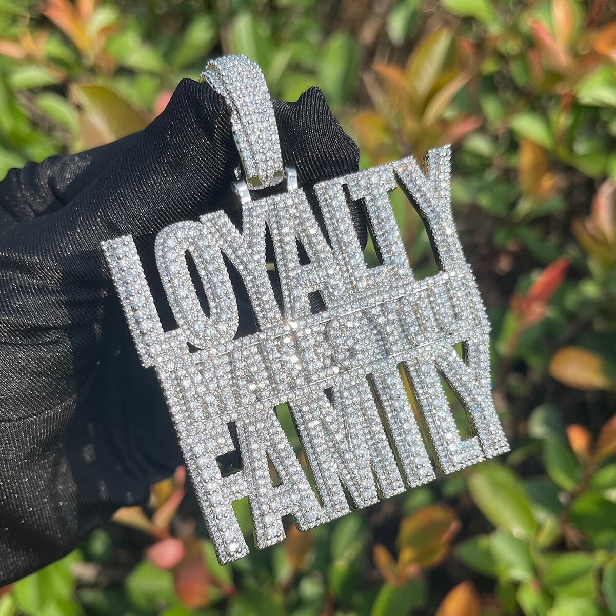 Loyalty Makes You Family | Iced Blinged Out Prong Set Nameplate Hip Hop Chain